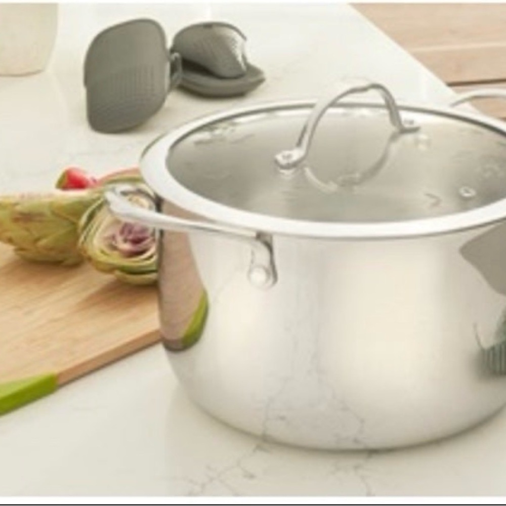Princess House Stainless Steel Stockpot with Glass Lid - Silver 6 qts